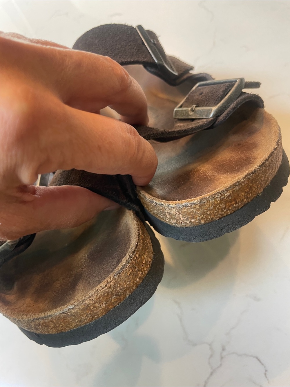 Birkenstock Arizona Women’s Double Buckle Suede Sandals - Dark Grey 39 - Picture 7 of 7